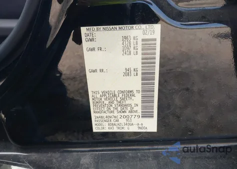 2019 Nissan Altima 2.5 Sv z USA, uszkodzony, nr VIN 1N4BL4DV7KC200779